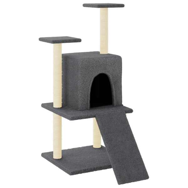 vidaXL kassimaja sisalk&ouml;itega kraapimispostidega, tumehall, 110 cm
