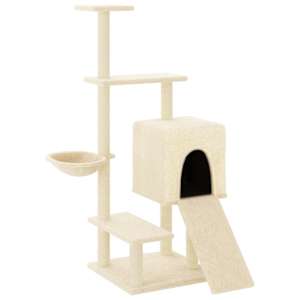 Škrabadlo pro kočky se sisalovými sloupky krémové 130,5 cm - obrázek 2