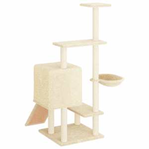Škrabadlo pro kočky se sisalovými sloupky krémové 130,5 cm - obrázek 5