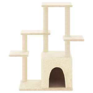 Škrabadlo pro kočky se sisalovými sloupky krémové 97,5 cm - obrázek 3