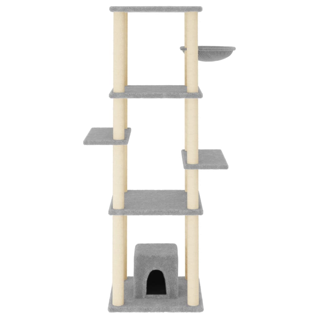 vidaXL Kattenmeubel met sisal krabpalen 154 cm lichtgrijs afbeelding