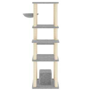 Škrabadlo pro kočky se sisalovými sloupky světle šedé 154 cm - obrázek 4