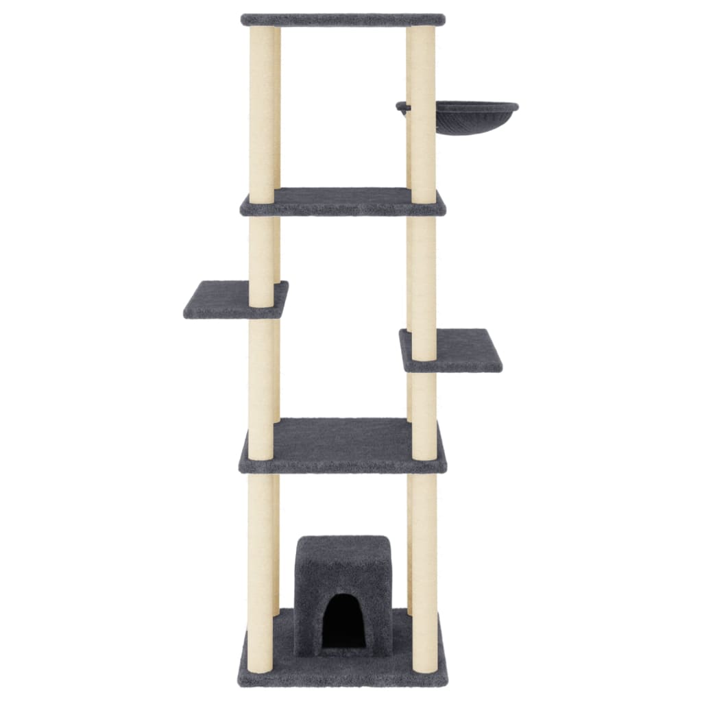 vidaXL Kattenmeubel met sisal krabpalen 154 cm donkergrijs afbeelding
