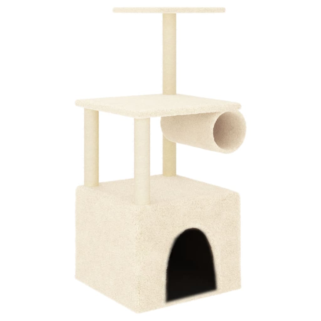 vidaXL Škrabadlo pro kočky se sisalovými sloupky krémové 109,5 cm