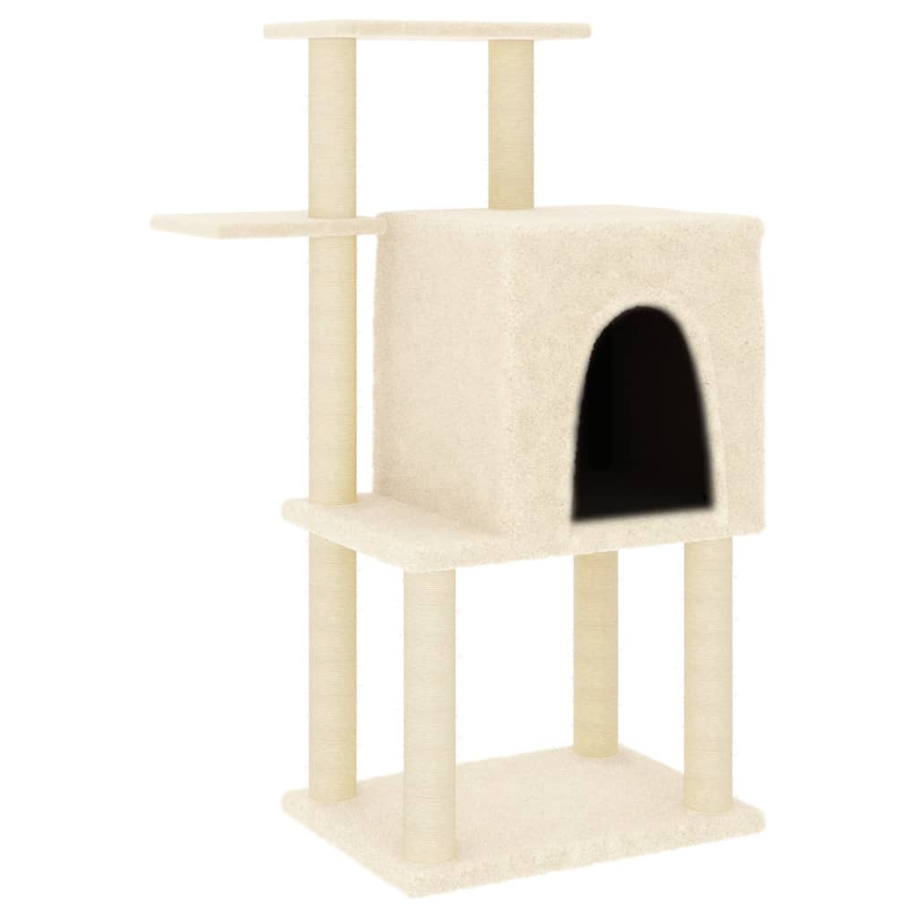 vidaXL Škrabadlo pro kočky se sisalovými sloupky krémové 97 cm