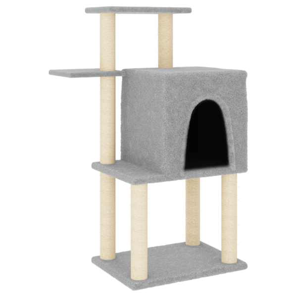 vidaXL kassimaja sisalk&ouml;itega kraapimispostidega, helehall, 97 cm
