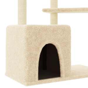 Škrabadlo pro kočky se sisalovými sloupky krémové 107,5 cm - obrázek 6