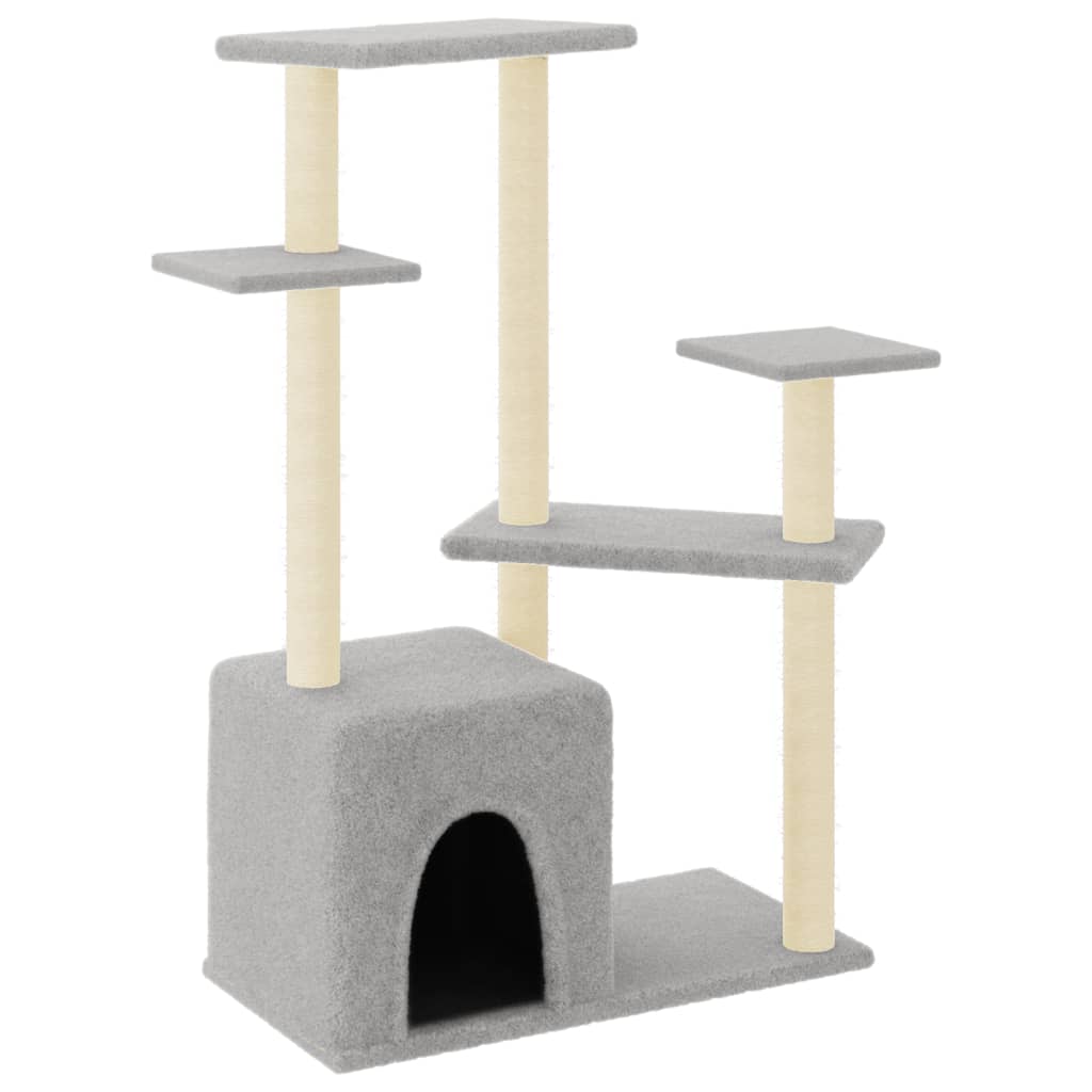 vidaXL Škrabadlo pro kočky se sisalovými sloupky světle šedé 107,5 cm