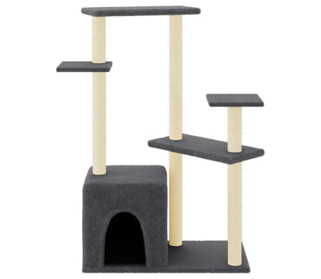 vidaXL kaķu māja ar sizala stabiem nagu asināšanai, 107,5 cm, pelēka