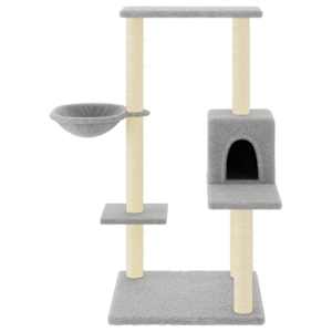 Škrabadlo pro kočky se sisalovými sloupky světle šedé 95 cm - obrázek 3