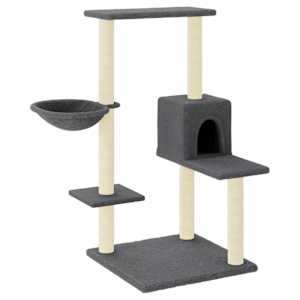 vidaXL kassimaja sisalk&ouml;itega kraapimispostidega, tumehall, 95 cm