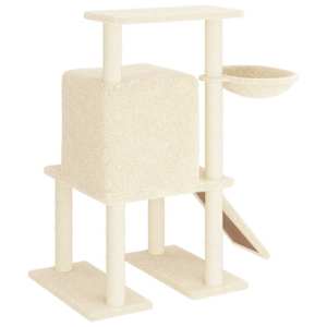 Škrabadlo pro kočky se sisalovými sloupky krémové 96,5 cm - obrázek 5