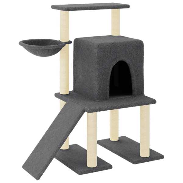vidaXL kassimaja sisalk&ouml;itega kraapimispostidega, tumehall, 96,5 cm