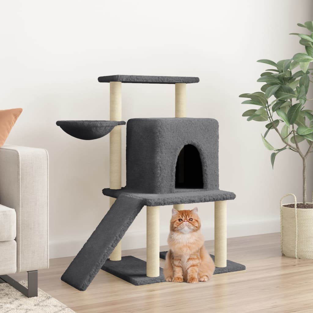 vidaXL Arbre à chat avec griffoirs en sisal gris foncé 96,5 cm