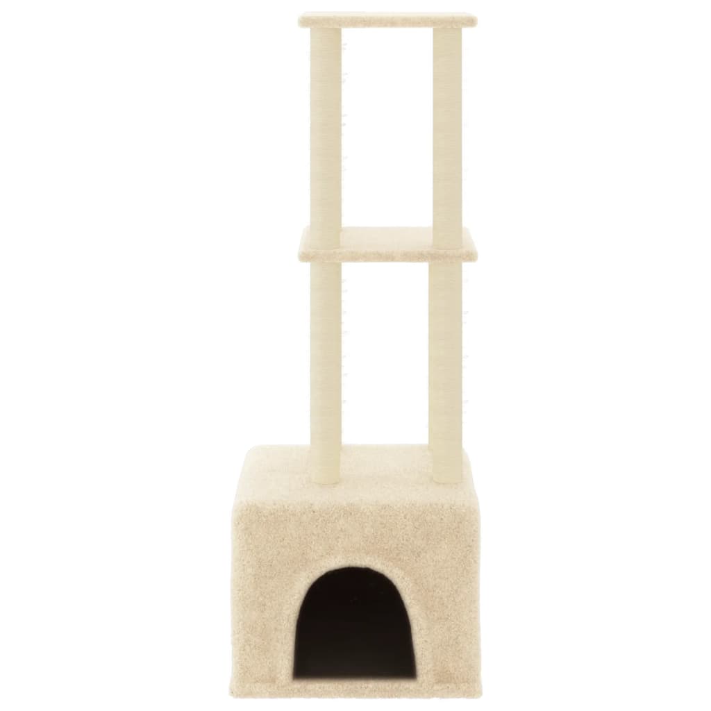 vidaXL Kattenmeubel met sisal krabpalen 133,5 cm crèmekleurig afbeelding