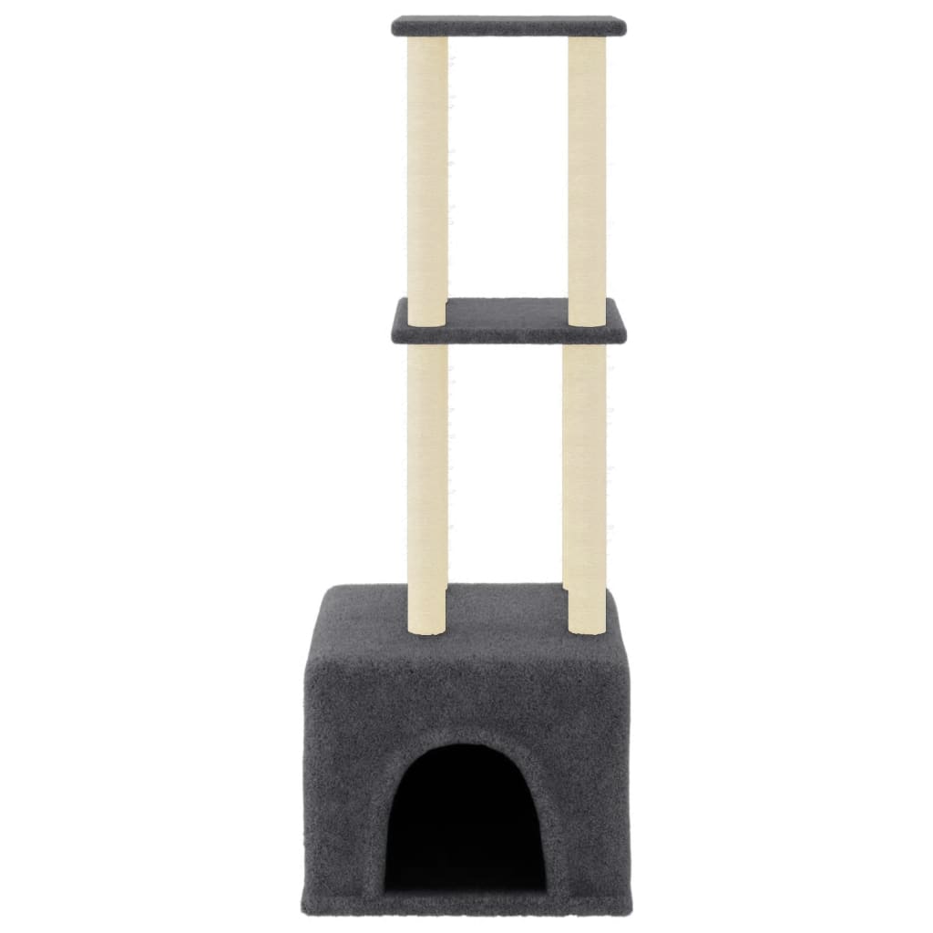 vidaXL Kattenmeubel met sisal krabpalen 133,5 cm donkergrijs afbeelding