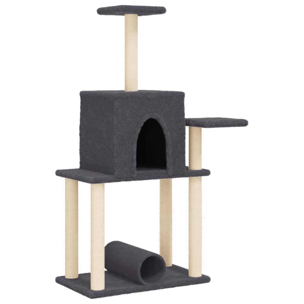 vidaXL Škrabadlo pro kočky se sisalovými sloupky tmavě šedé 122 cm