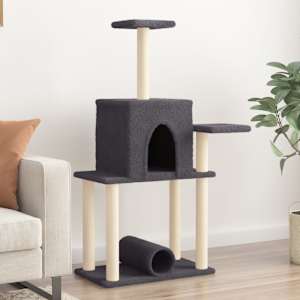 Škrabadlo pro kočky se sisalovými sloupky tmavě šedé 122 cm - obrázek 1