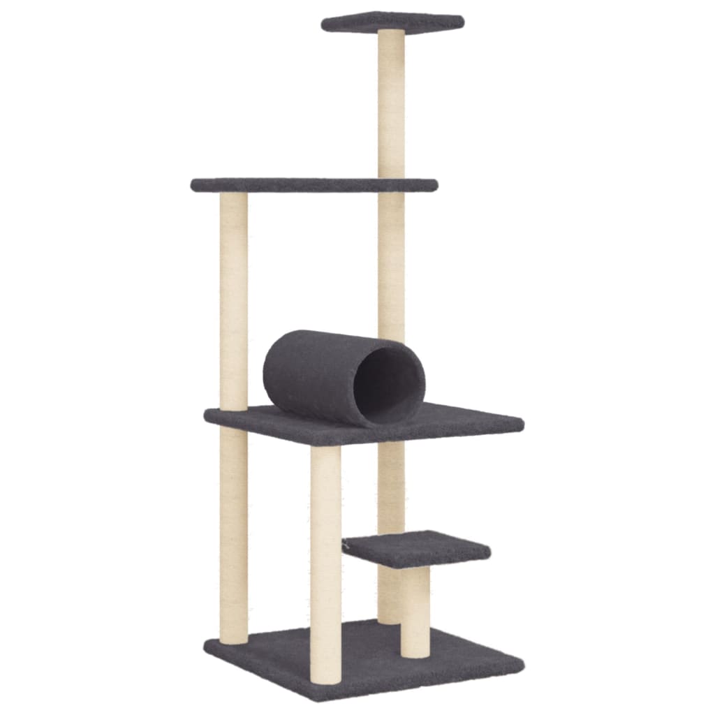 vidaXL Škrabadlo pro kočky se sisalovými sloupky tmavě šedé 136 cm