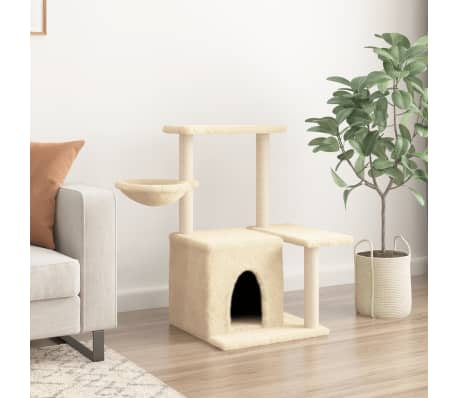 vidaXL Arbre &agrave; chat avec griffoirs en sisal Cr&egrave;me 83 cm