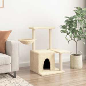 vidaXL Arbre &agrave; chat avec griffoirs en sisal Cr&egrave;me 83 cm