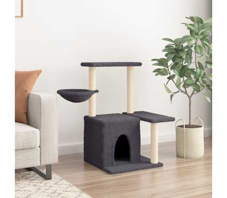 vidaXL Draskyklė katėms su stovais i&scaron; sizalio, tamsiai pilka, 83cm