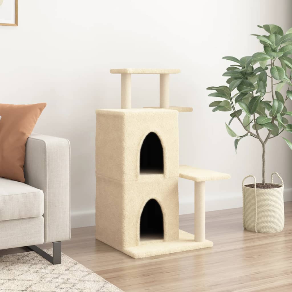vidaXL krémszínű macskabútor szizál kaparófákkal 97 cm