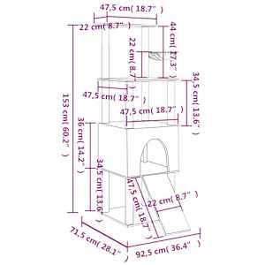 Škrabadlo pro kočky se sisalovými sloupky krémové 153 cm - obrázek 9
