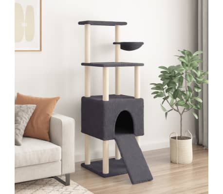 vidaXL Kratzbaum mit Sisal-Kratzsäulen Dunkelgrau 153 cm