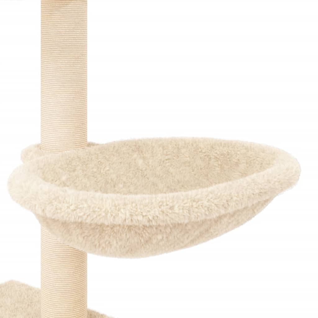  Škrabadlo pre mačky so sisalovými stĺpikmi krémové 117 cm