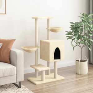 Škrabadlo pro kočky se sisalovými sloupky krémové 117 cm - obrázek 3