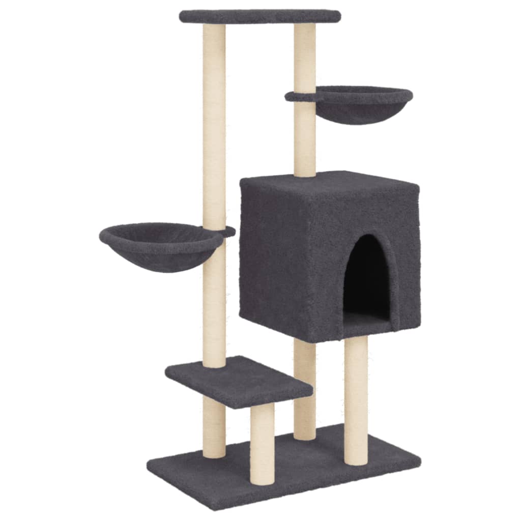 vidaXL Škrabadlo pro kočky se sisalovými sloupky tmavě šedé 117 cm