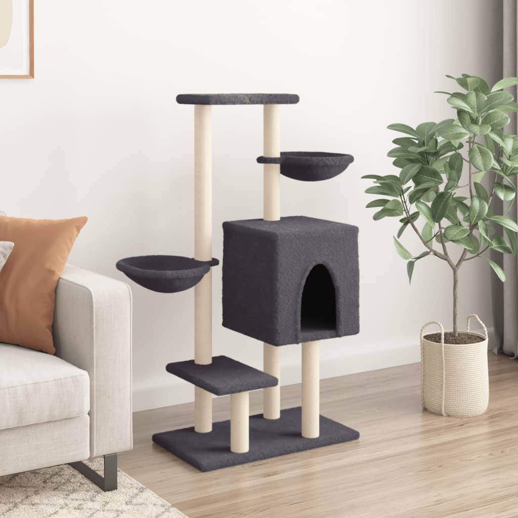 vidaXL Kattenmeubel met sisal krabpalen 117 cm donkergrijs afbeelding