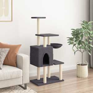 vidaXL Cat Tree with Sisal Scratching Posts Dark Grey 131 cm