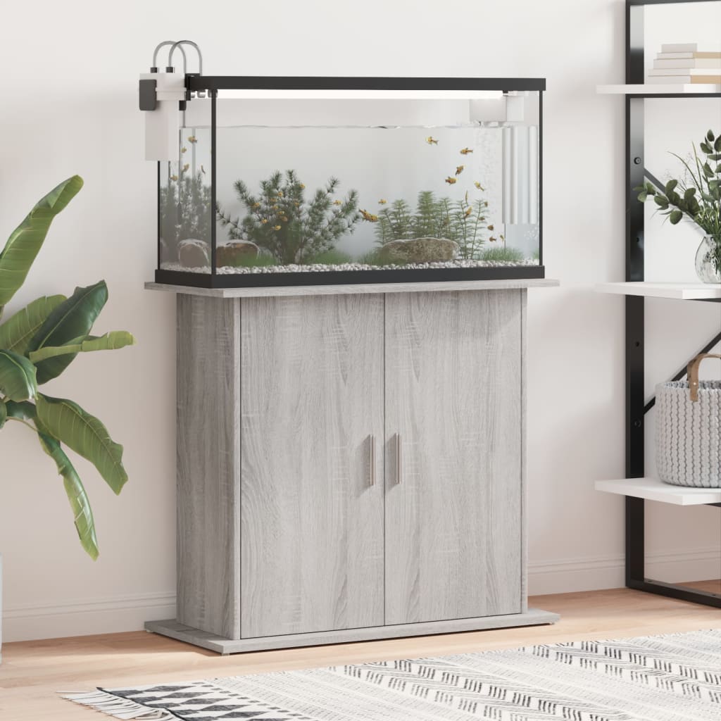 vidaXL Suport acvariu, gri sonoma, 81x36x73 cm, lemn prelucrat Pentru animale de companie 2023-09-26