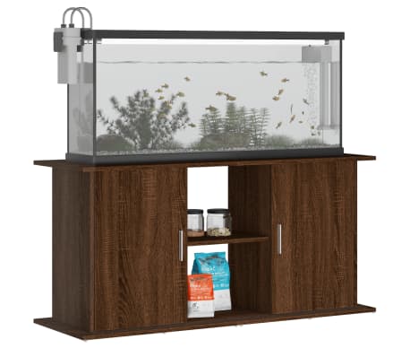 vidaXL Fiskab&uacute;rsstandur Br&uacute;nn Eikarlitur 121x41x58 cm Samsettur Vi&eth;ur