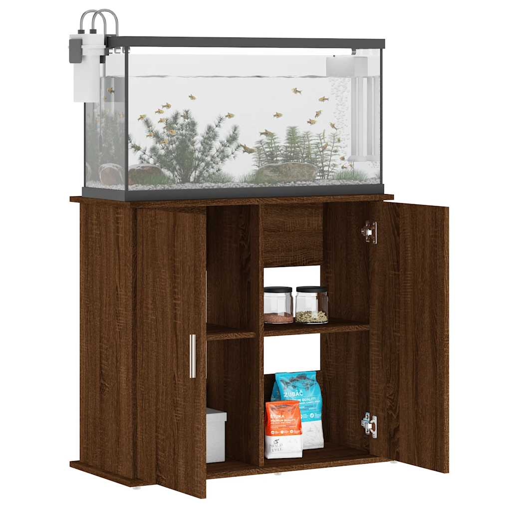 vidaXL Suport acvariu, stejar maro, 81x36x73 cm, lemn prelucrat