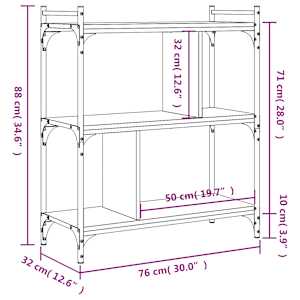 Knihovna se 3 policemi dub sonoma 76x32x88 cm kompozitní dřevo - obrázek 9