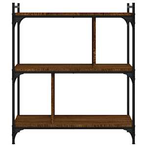 Knihovna se 3 policemi hnědý dub 76x32x88 cm kompozitní dřevo - obrázek 4