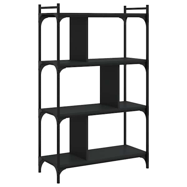vidaXL raamaturiiul 4 korrust, must, 76 x 32 x 123 cm tehispuit