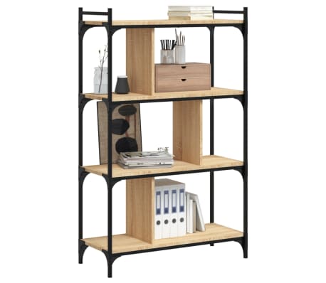 vidaXL 4 szintes sonoma t&ouml;lgy sz&iacute;nű fa k&ouml;nyvespolc 76 x 32 x 123 cm