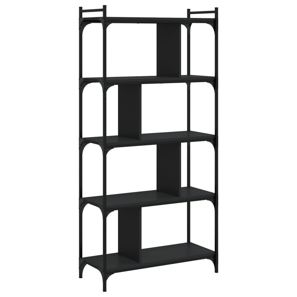 vidaXL Knihovna s 5 policemi černá 76 x 32 x 158 cm kompozitní dřevo