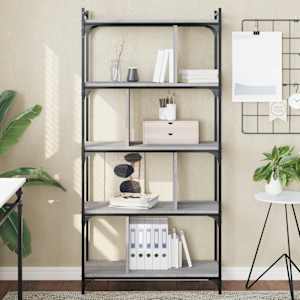 Knjižna omara 5-nadstropna siva sonoma 76x32x158 cm inž. les