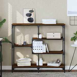 Konzolna mizica rjav hrast 103x32x95 cm inženirski les