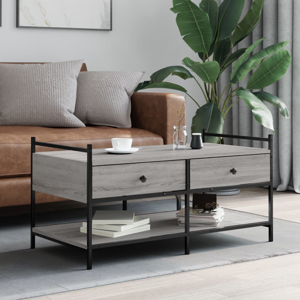 vidaXL sofabord 99x50x50 cm konstrueret træ grå sonoma-eg