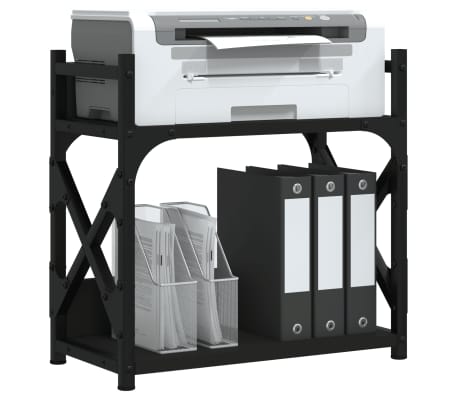 vidaXL Suporte impressora 2 prateleiras 40x20x40 deriv. madeira preto