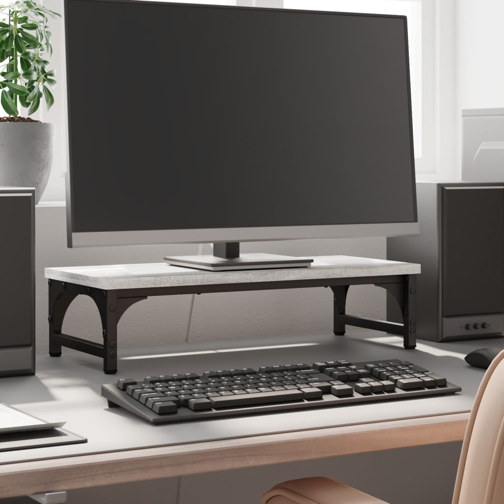 vidaXL Suport pentru monitor, gri sonoma, 55x23x14 cm, lemn compozit