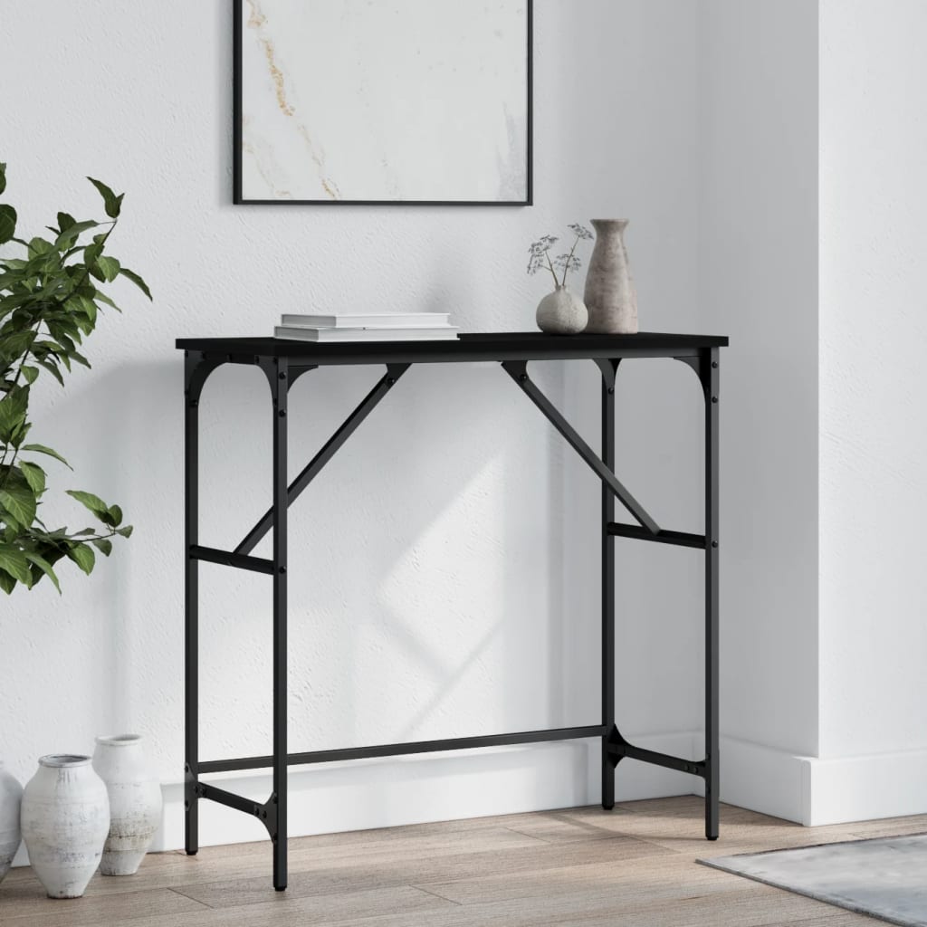 Wood and black metal console deals table