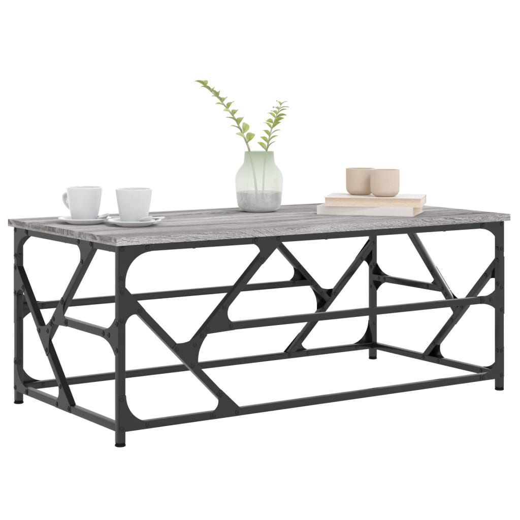 vidaXL Salontafel 100x50x40 cm bewerkt hout grijs sonoma eikenkleurig afbeelding