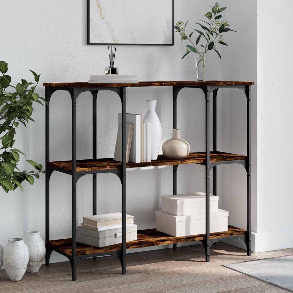 vidaXL Măsuță consolă, stejar fumuriu, 102x35x90 cm, lemn prelucrat